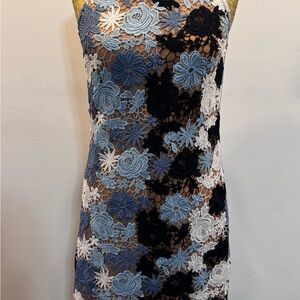 Michael Kors Blue One Shoulder Sheath Dress